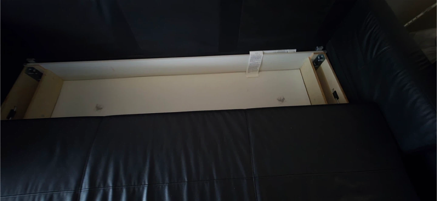 IKEA Black Leather Sofa Bed And Chairs - photo 5