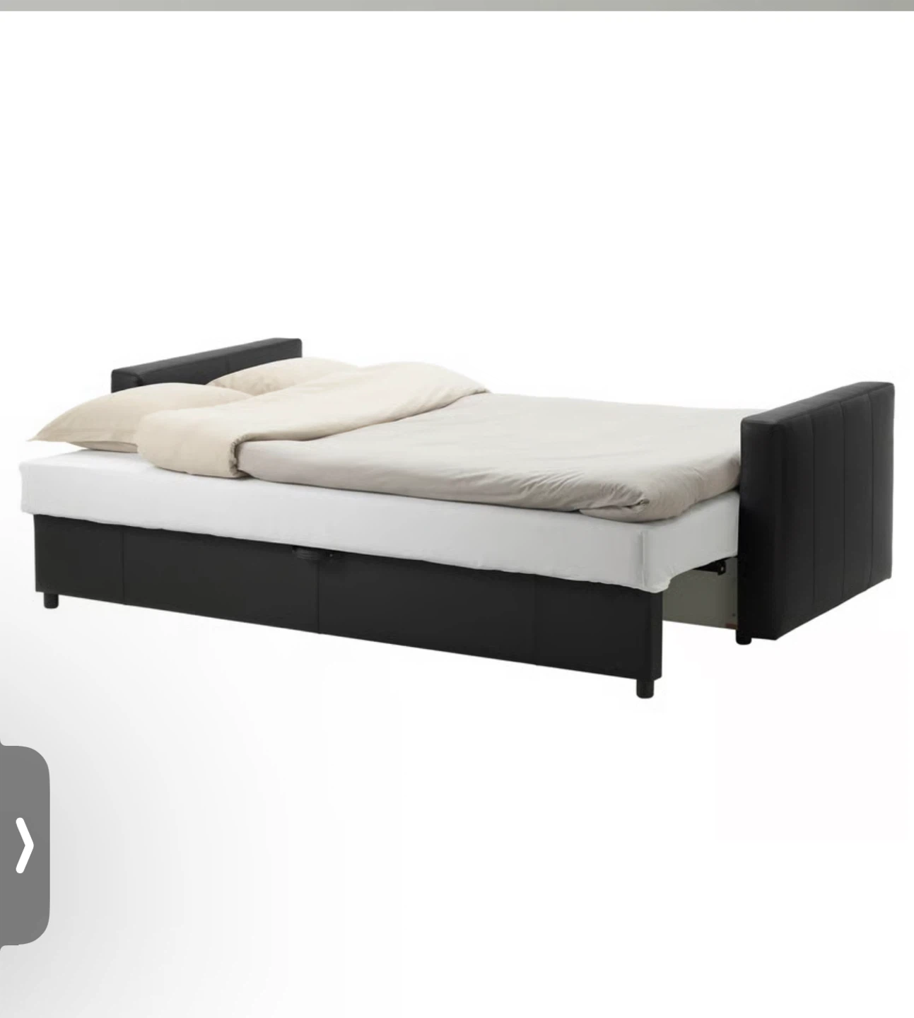 IKEA Black Leather Sofa Bed And Chairs - photo 2