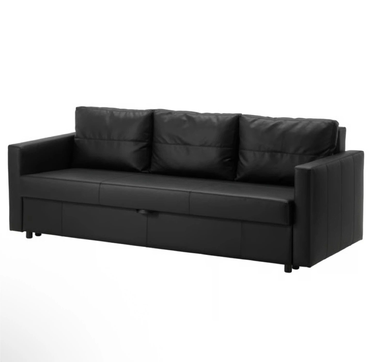 IKEA Black Leather Sofa Bed And Chairs