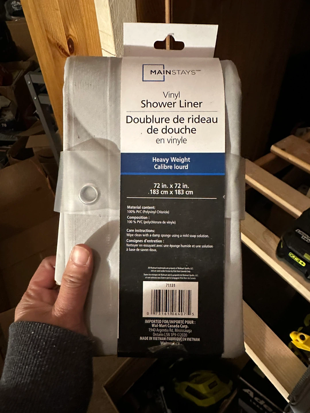 Mainstays Vinyl Shower Liner - 72x72 in