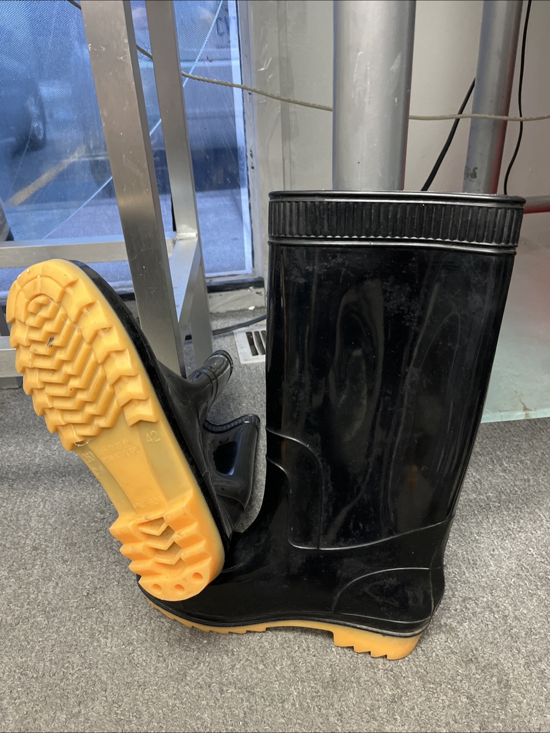 Black Rubber Rain Boots - Size 42