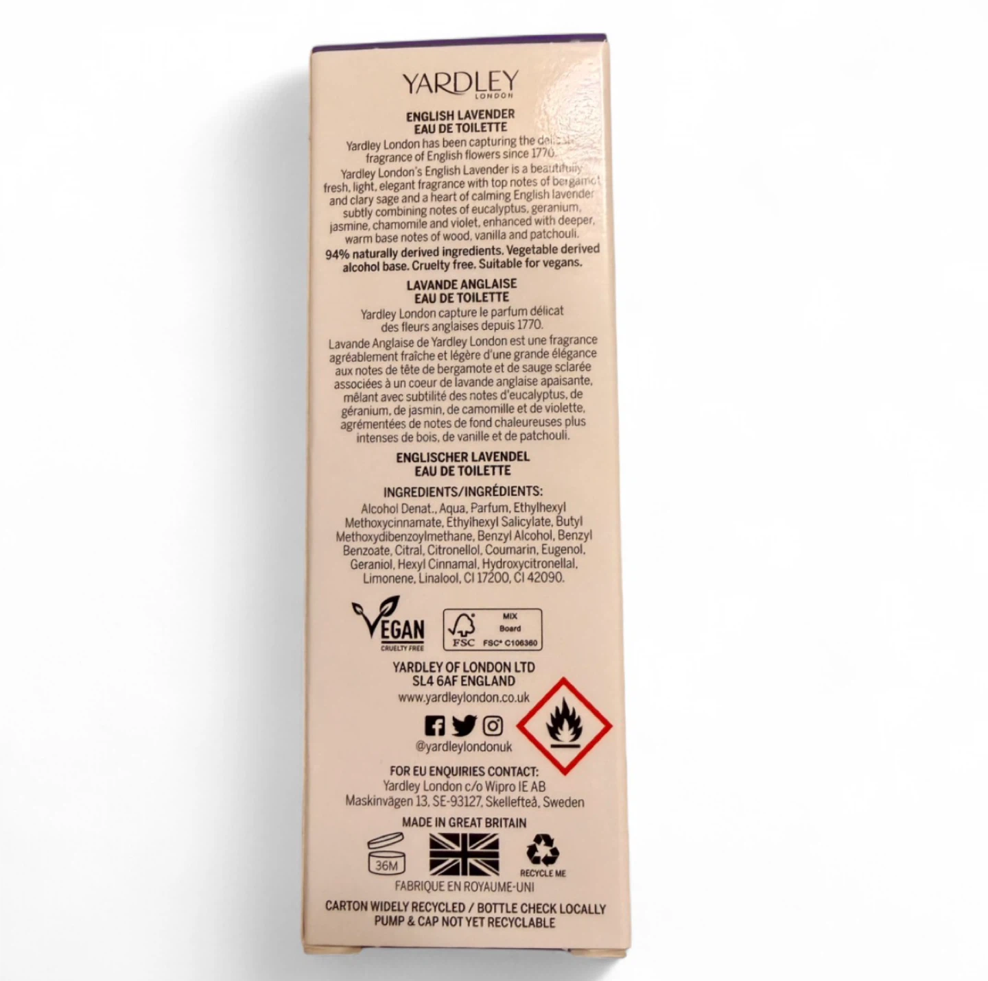 BNIB Yardley English Lavender EDT T 50ml 🌱 Vegan & Cruelty Free - photo 2