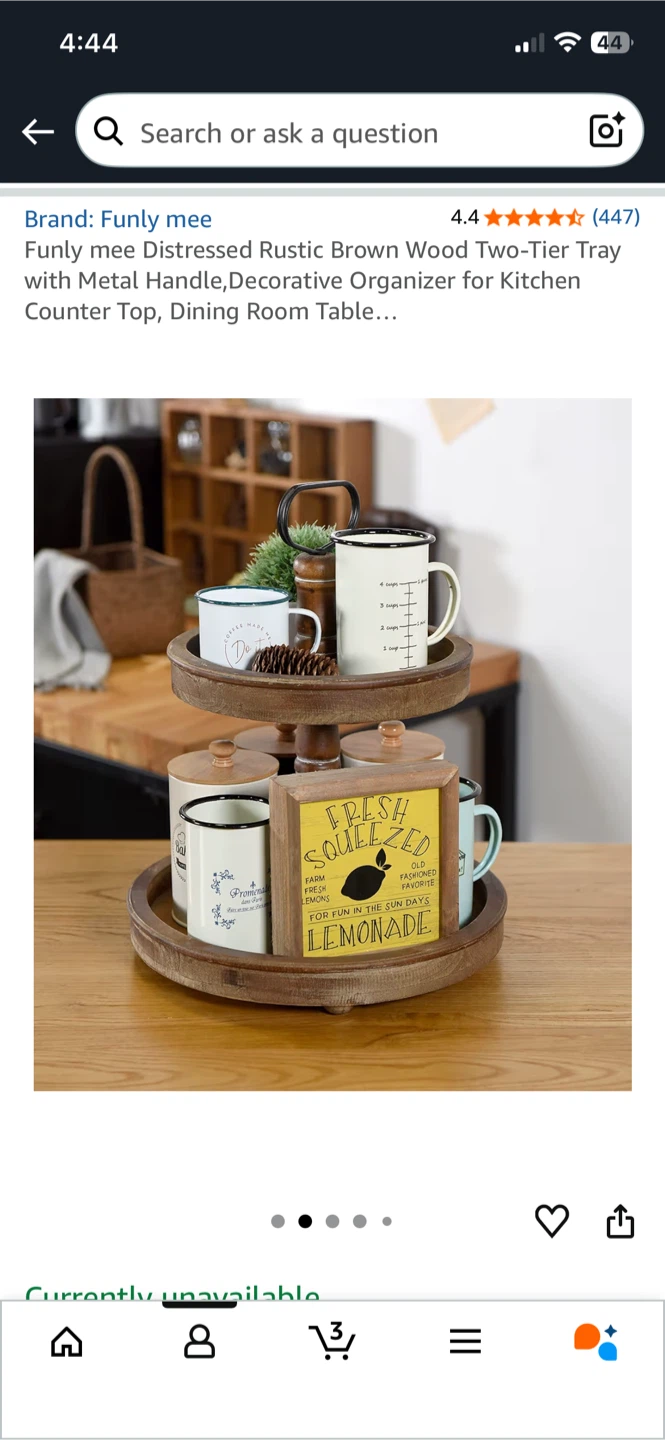 Funly mee Rustic Brown Wood Two-Tier Tray - photo 3