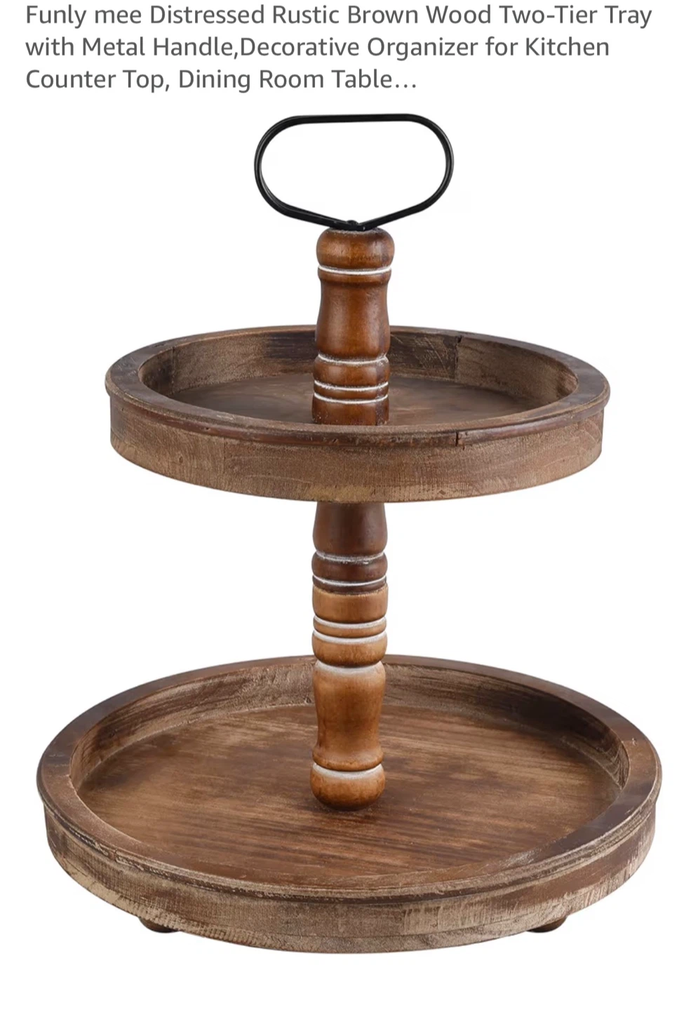 Funly mee Rustic Brown Wood Two-Tier Tray - photo 4
