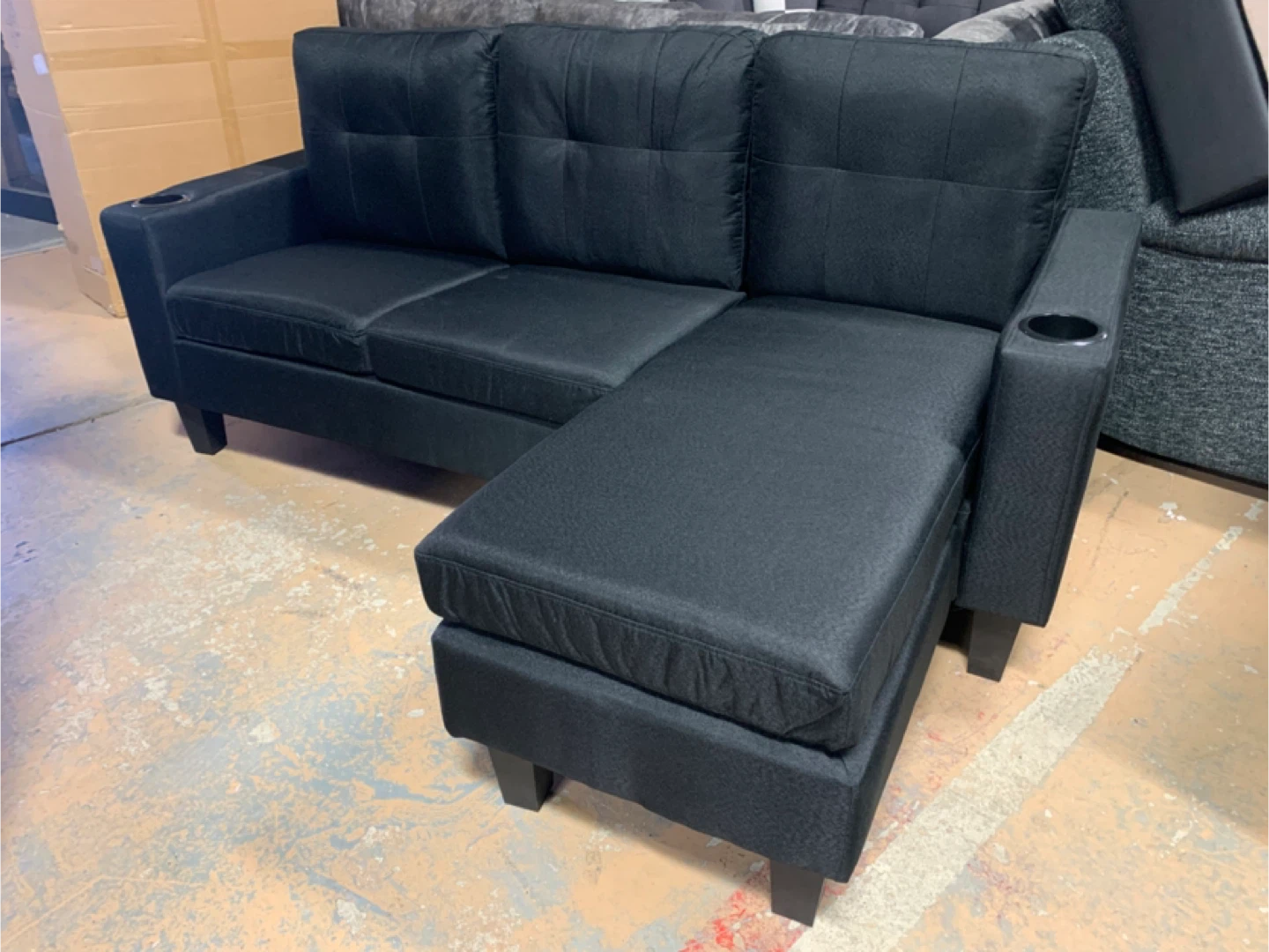 Black Sofa with Ottoman and Cupholders new in box - photo 5