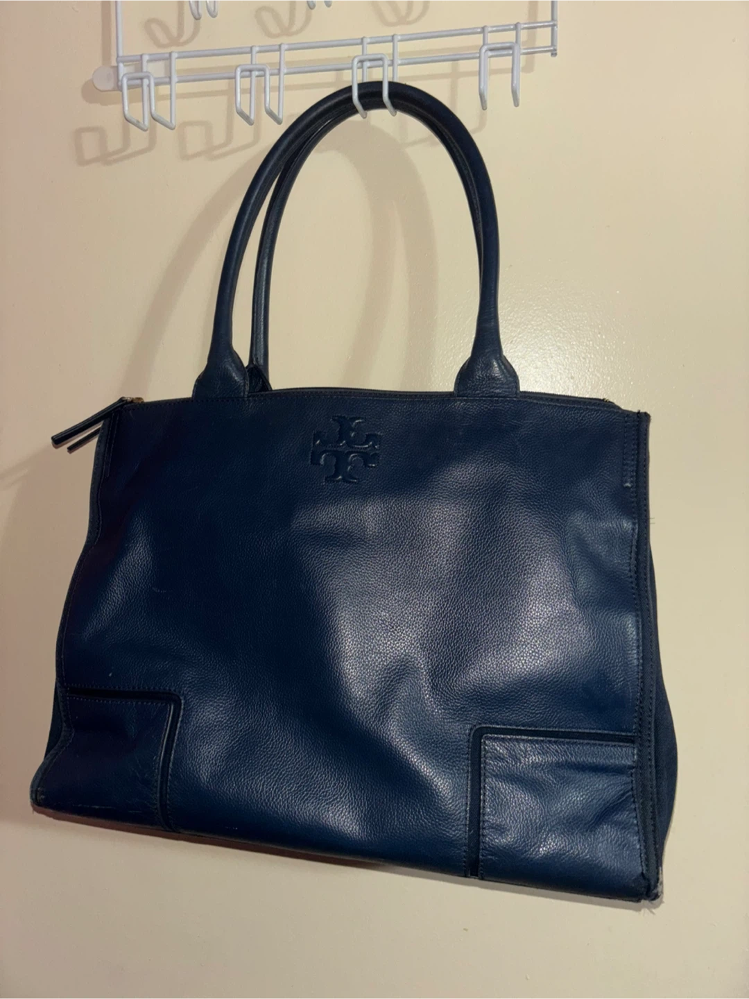 Tory Burch Navy Leather Tote Bag