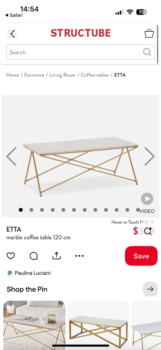 Structube Etta Marble Coffee Table - 120 cm - photo 3