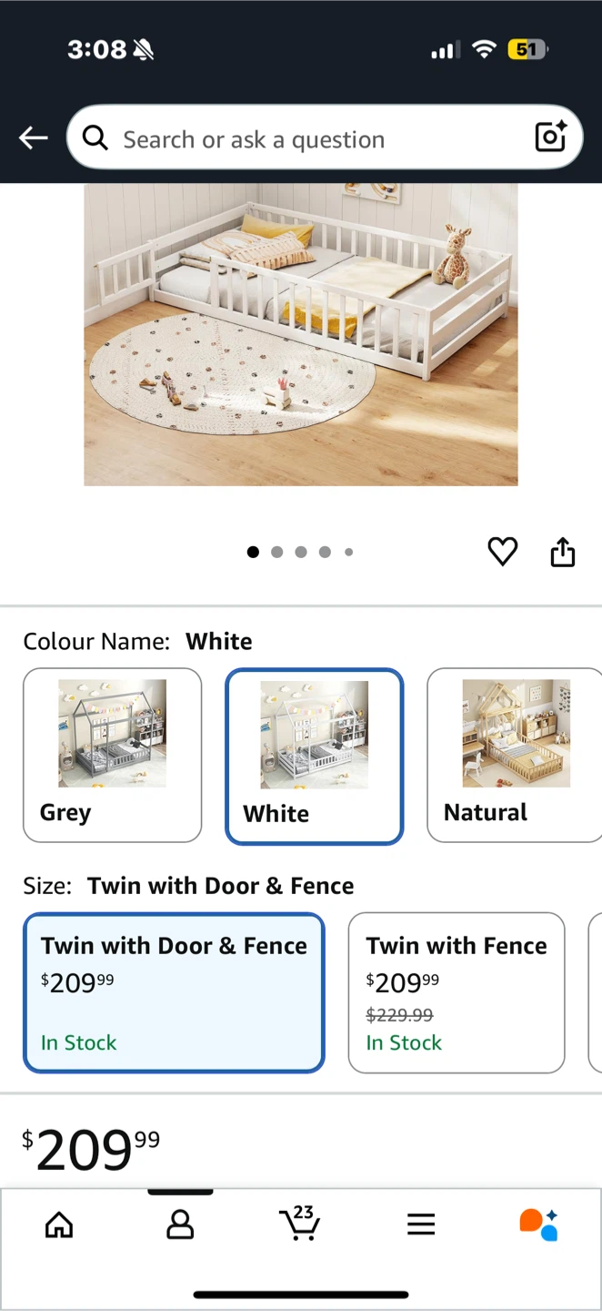 KOMFOTT Twin Size Wood Floor Bed - White - photo 2