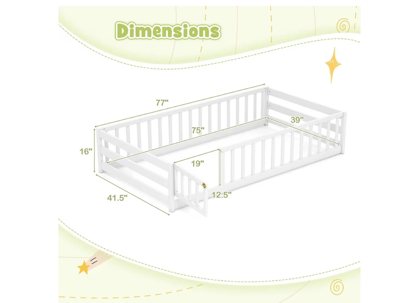 KOMFOTT Twin Size Wood Floor Bed - White - photo 3