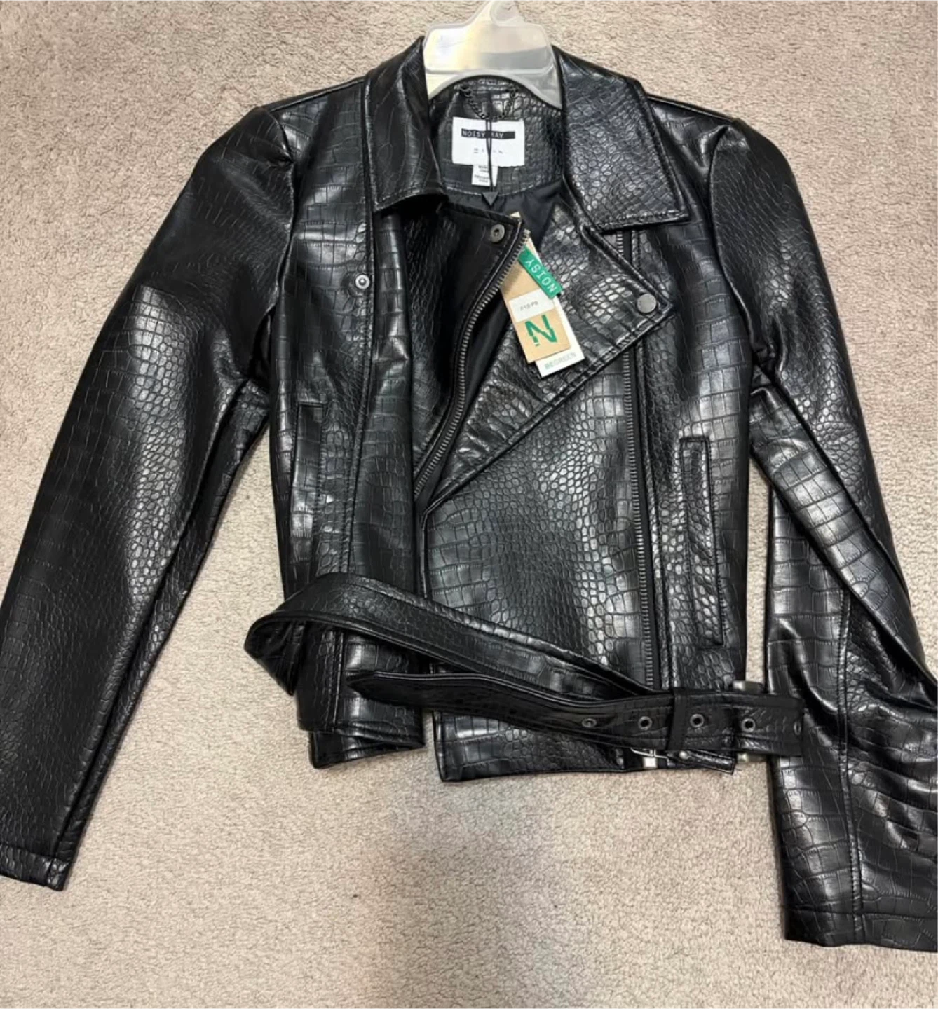 Noisy May Black Faux Leather Jacket XS
