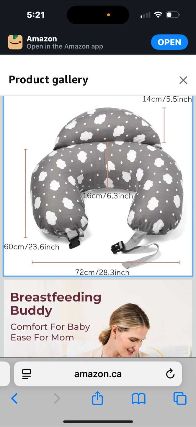 Momcozy Breastfeeding Buddy Pillow - Grey Cloud Pattern