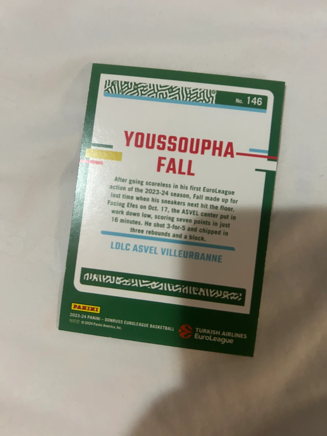 Youssoupha Fall Donruss Euroleague Basketball Card - photo 2
