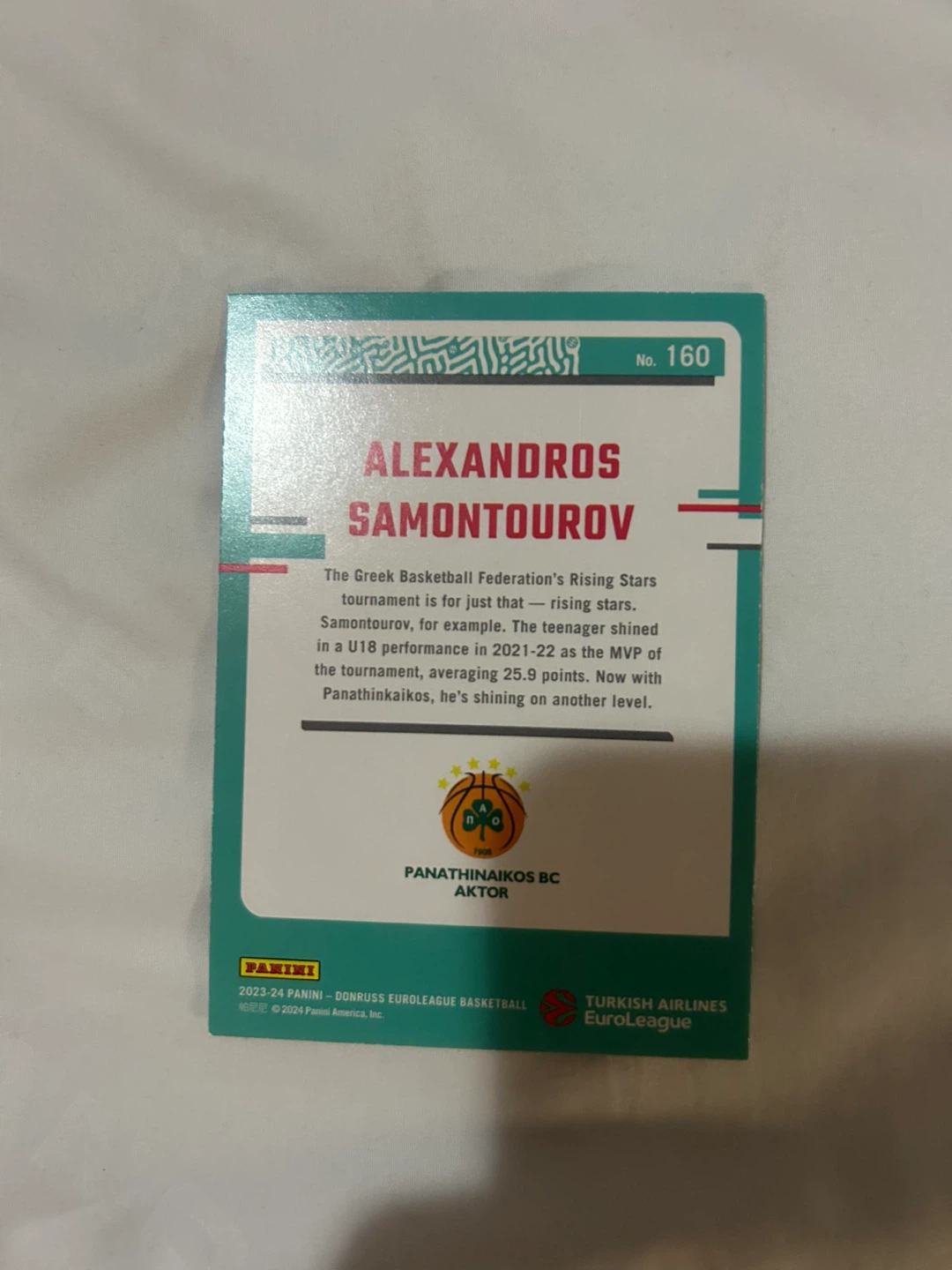 Alexandros Samontourov Trading Card - photo 2