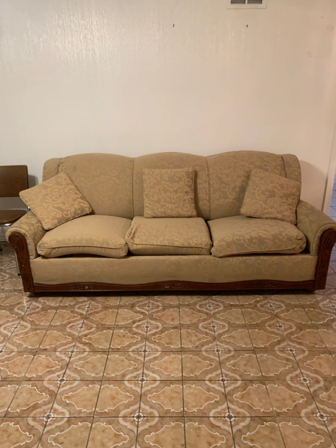 Beige Floral Patterned Sofa