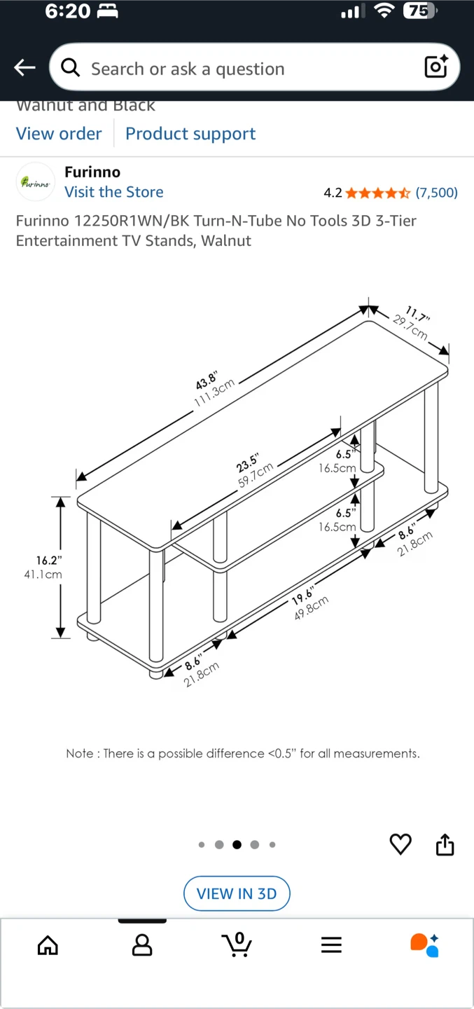 Furinno Turn-N-Tube 3-Tier TV Stand - Walnut - photo 2