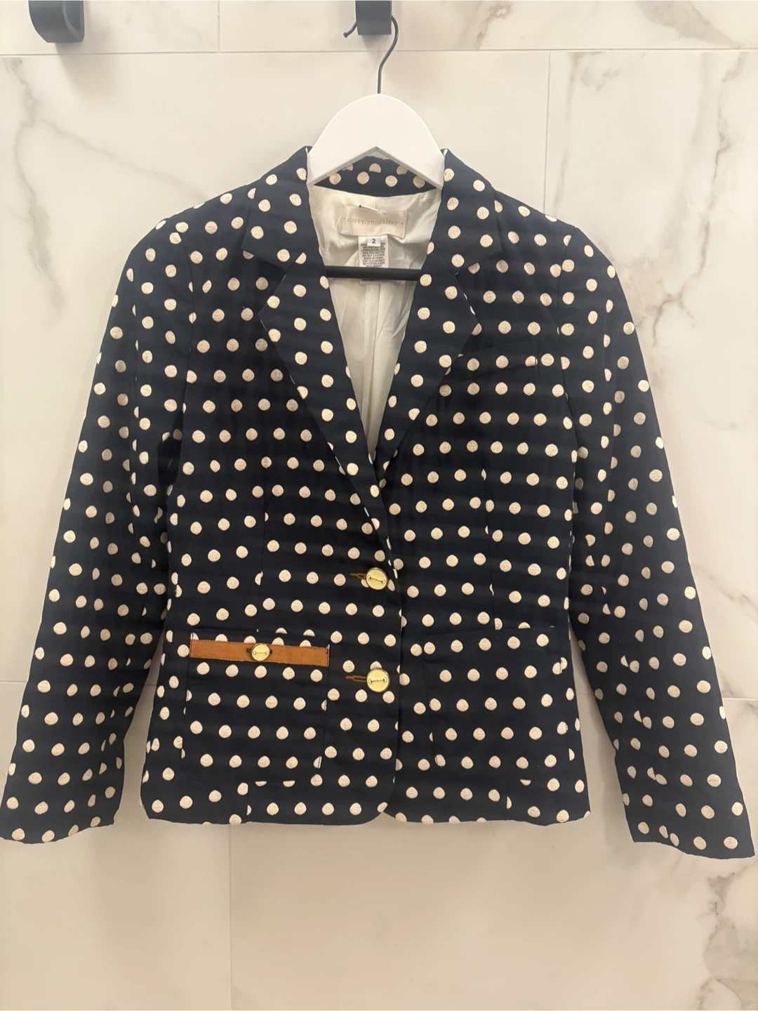 Polka Dot Blazer with Horsebit Detail (S)