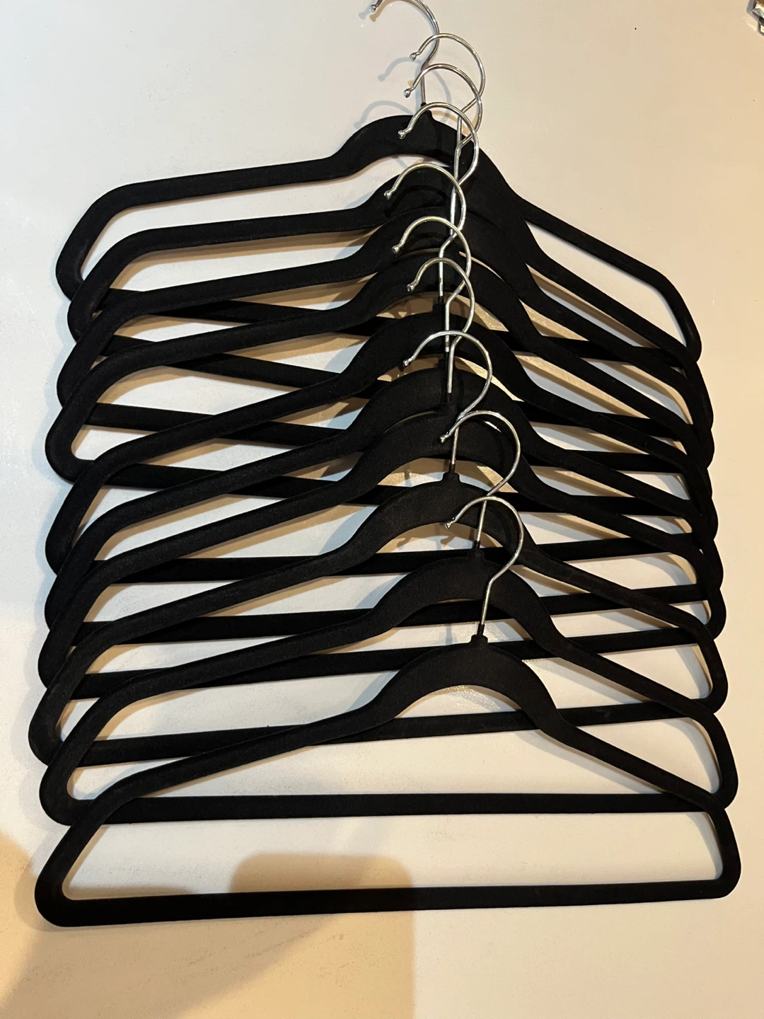 Black Velvet Clothes Hangers - Set of 10