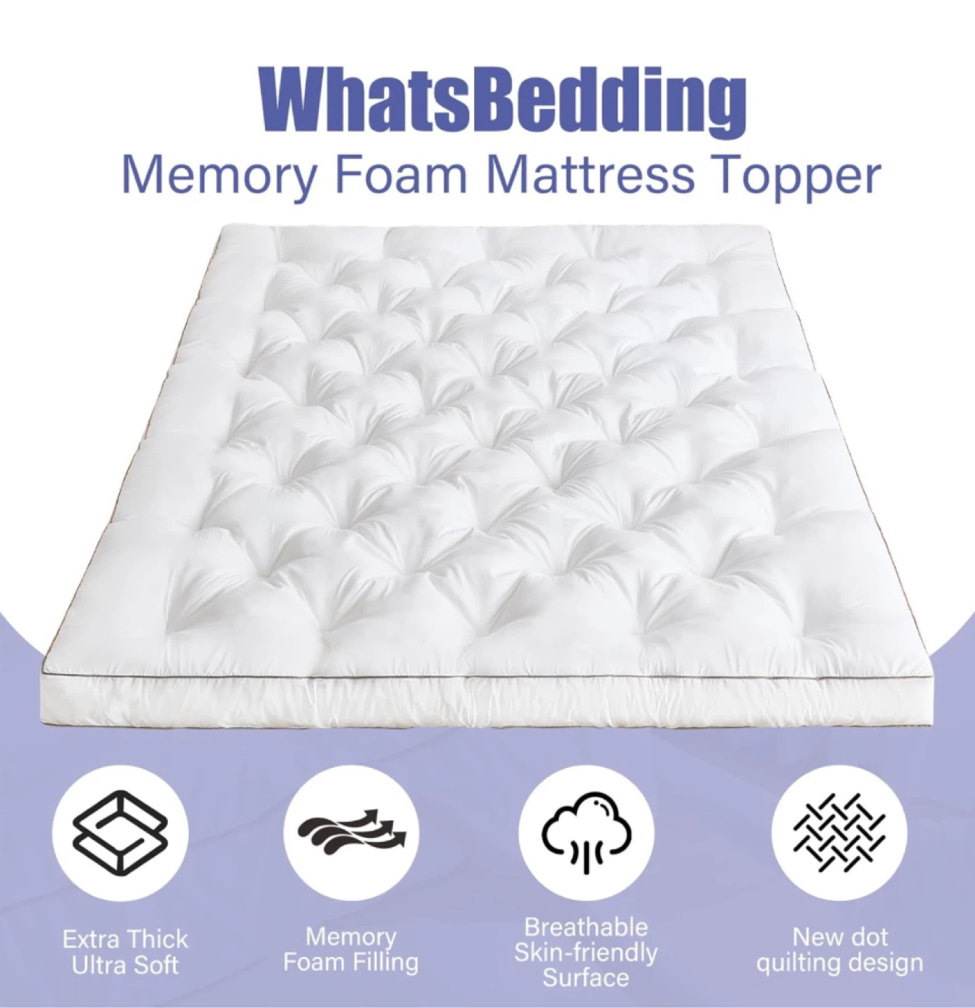 WhatsBedding Memory Foam Mattress Topper - 4 inch - photo 4