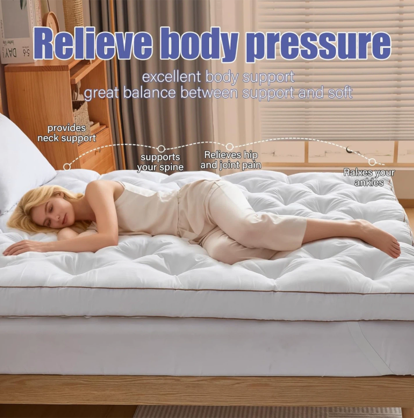 WhatsBedding Memory Foam Mattress Topper - 4 inch - photo 2