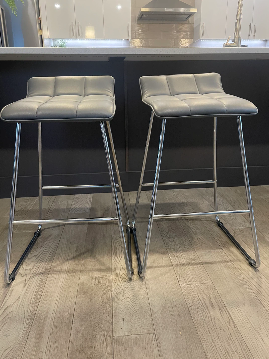 Bouclair Grey Bar Stools - Set of 2