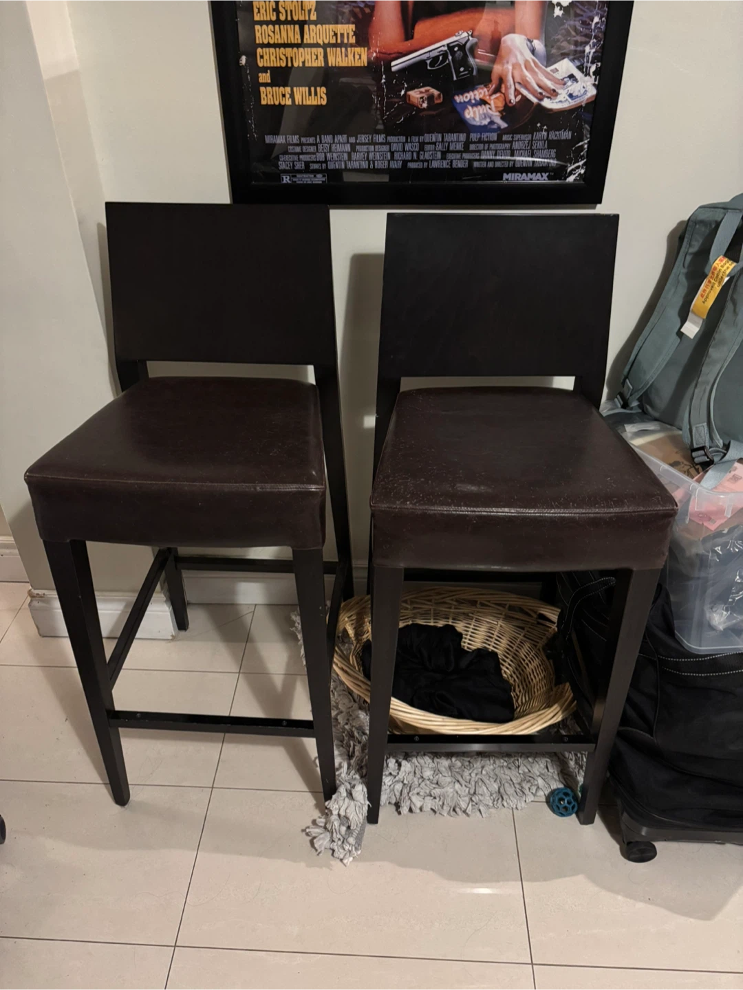 Set of Two Brown Bar Stools