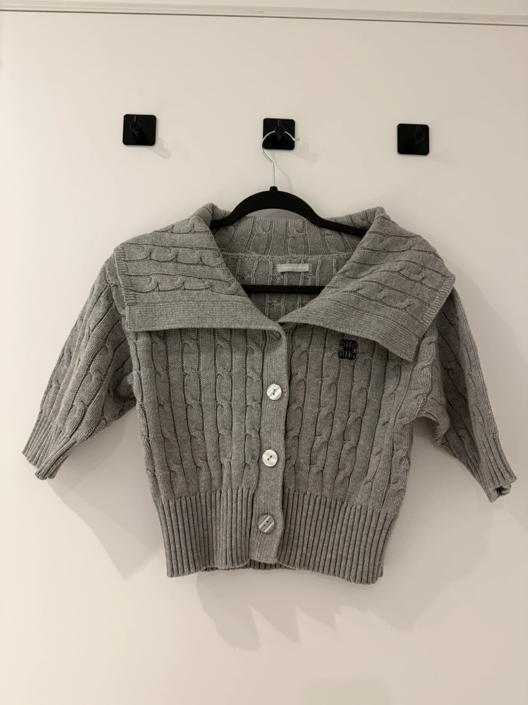 Miu Miu style Grey Cable Knit Cardigan