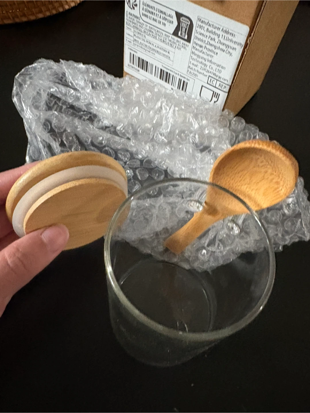 Set of 3 Glass Jar with Bamboo Lid and Spoon - photo 4