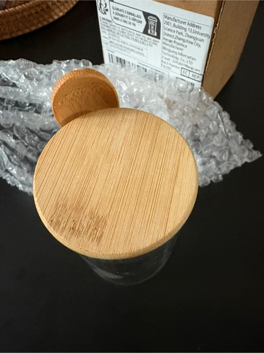 Set of 3 Glass Jar with Bamboo Lid and Spoon - photo 2