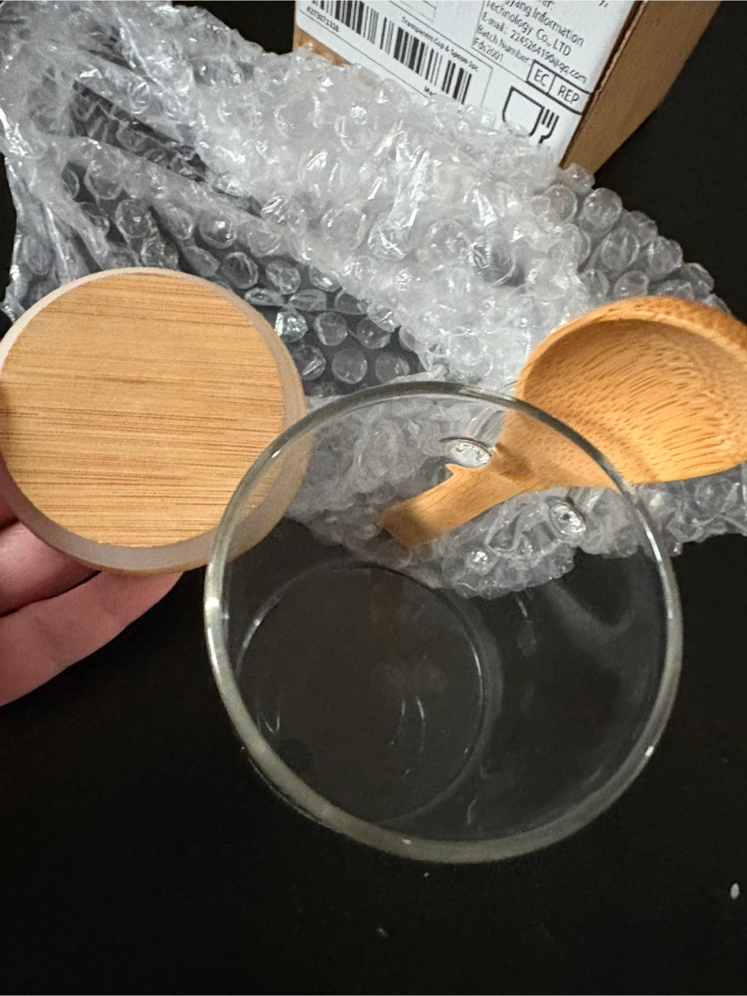 Set of 3 Glass Jar with Bamboo Lid and Spoon - photo 3