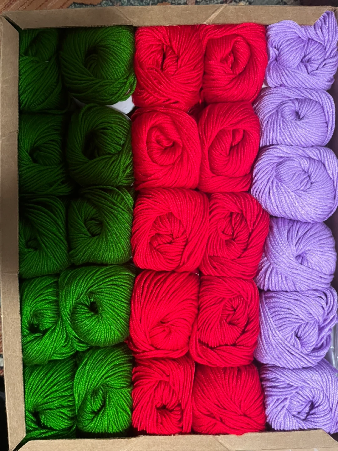 Yarn bundle - Green, Red, Purple