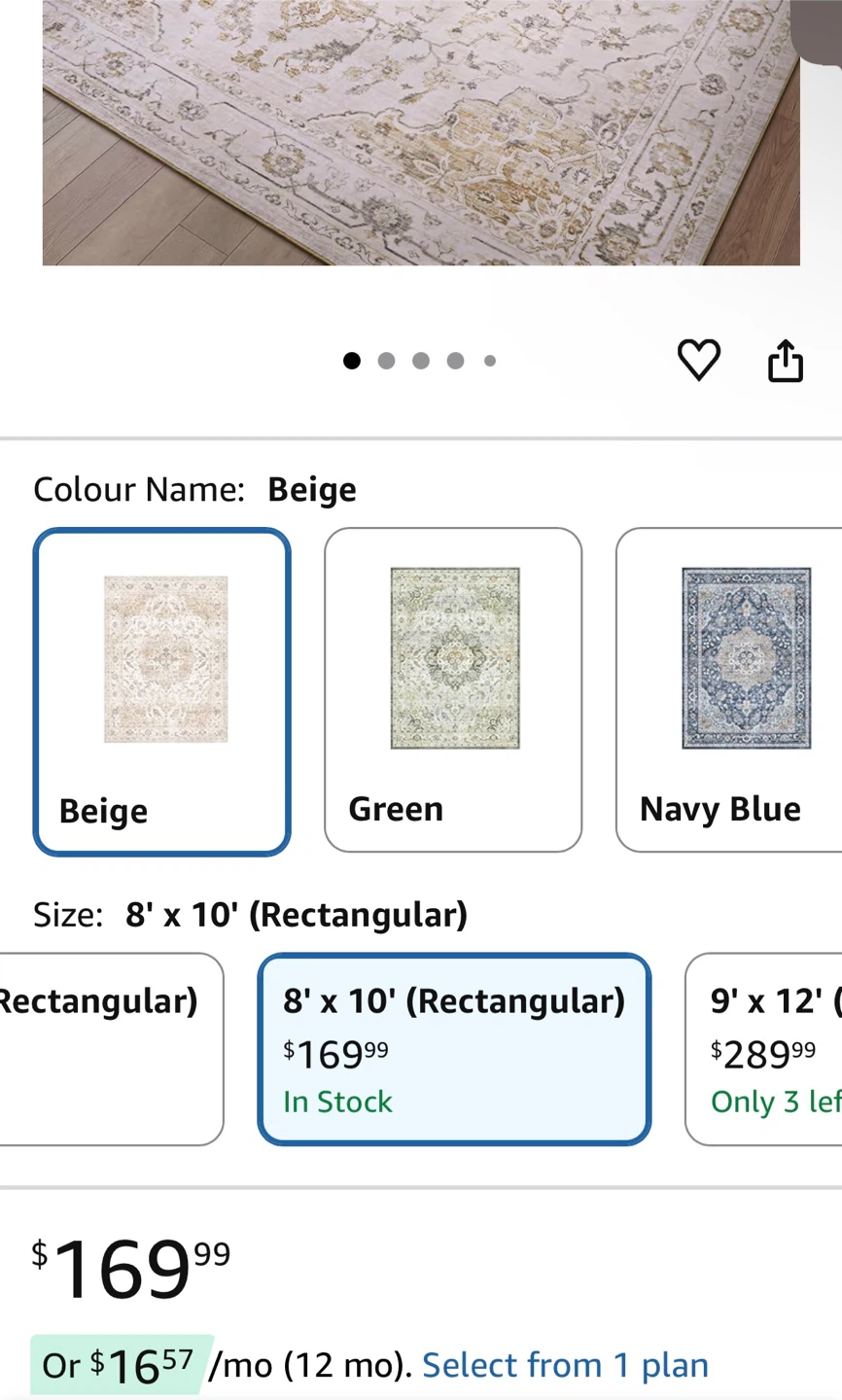 Beige Area Rug 7x9 feet - Machine Washable - photo 4