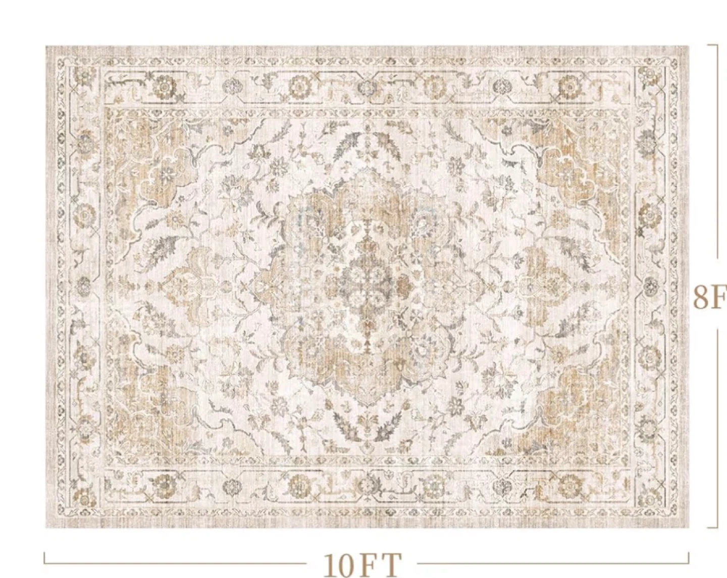 Beige Area Rug 7x9 feet - Machine Washable - photo 2