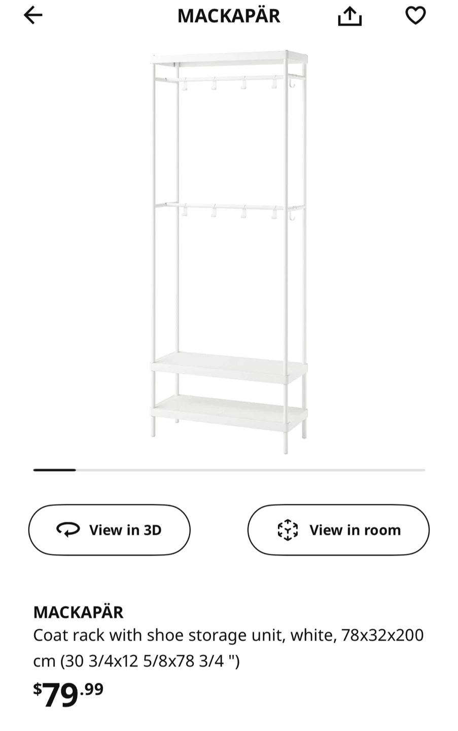 IKEA Coat Rack with Shoe Storage - White - photo 2