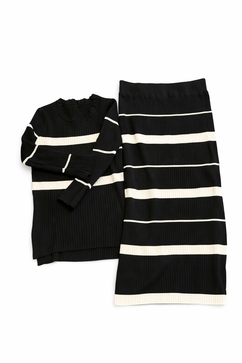 Black & White Knit Sweater and Skirt Set
