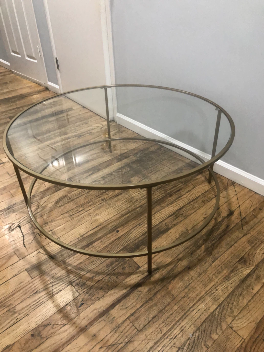 glass top coffe table with gold metal frame - photo 5