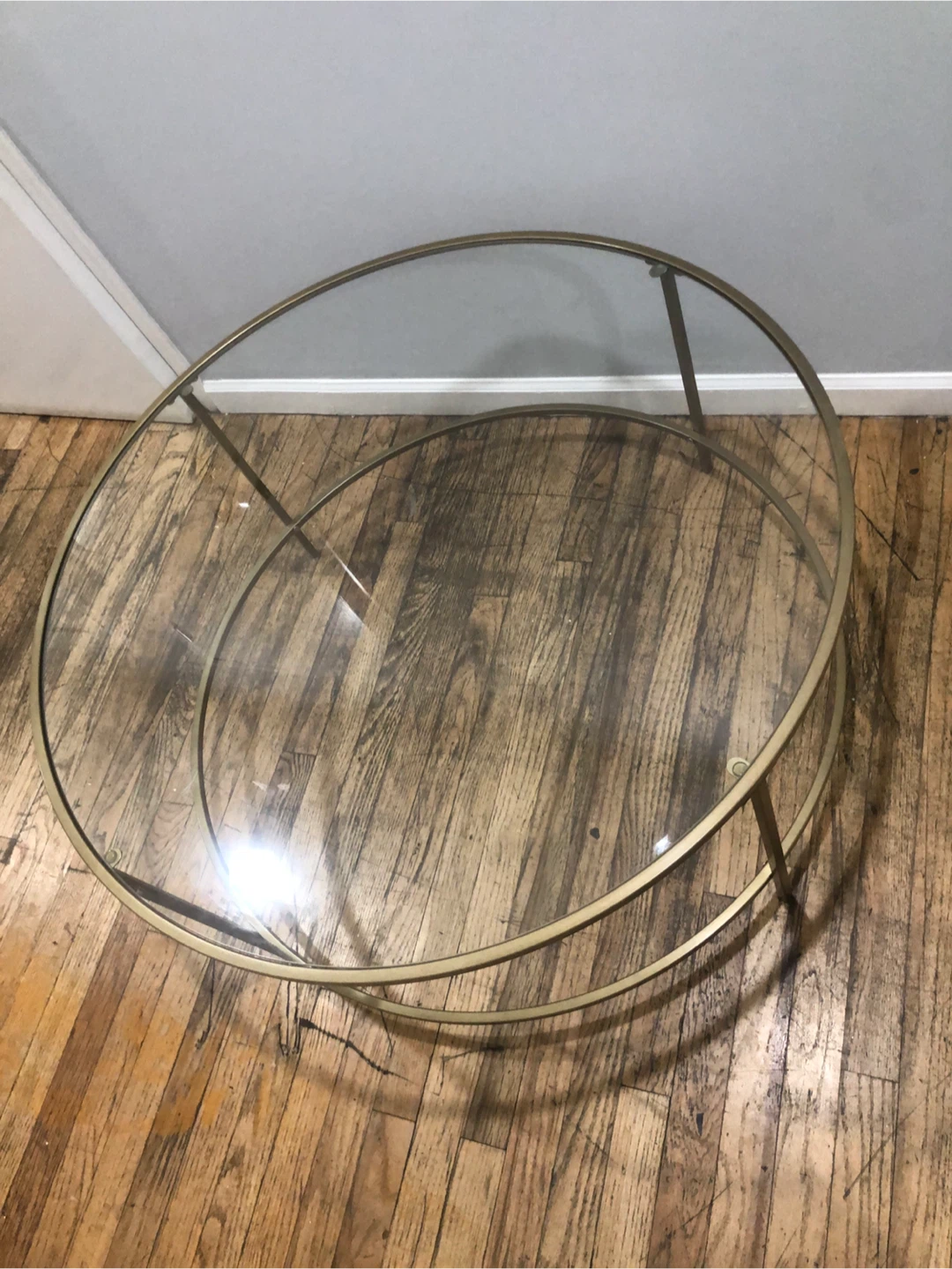 glass top coffe table with gold metal frame