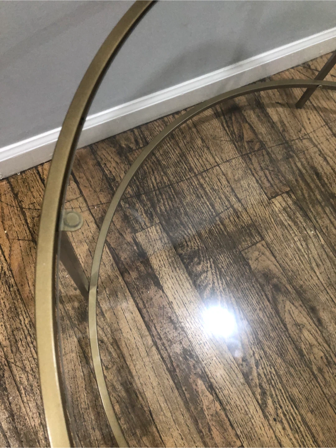glass top coffe table with gold metal frame - photo 4