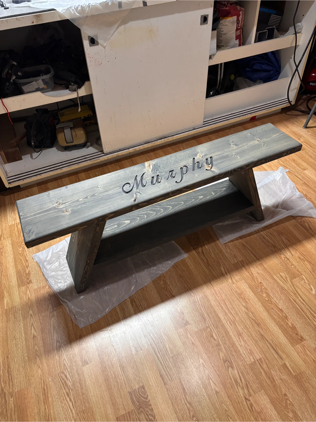 Handmade Wooden Bench - Dark Grey - photo 4