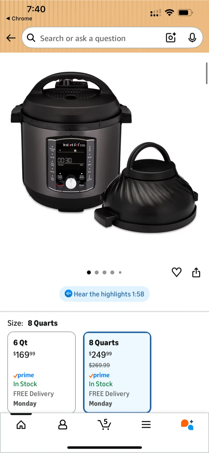 Instant Pot (Pressure+Air Fryer)