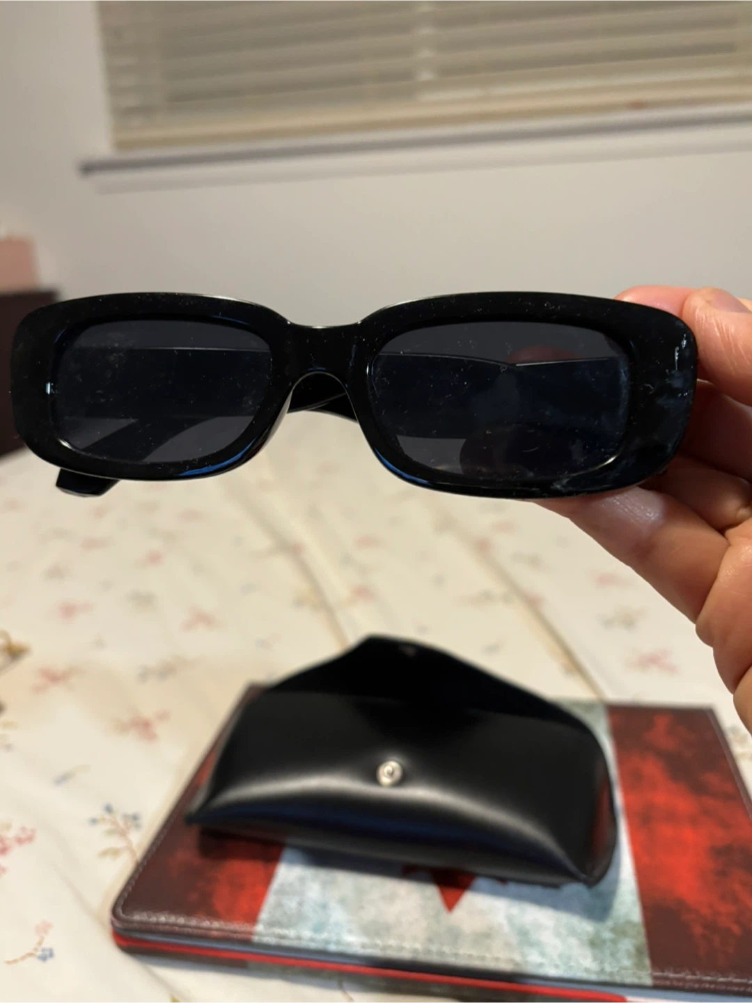 Black Retro Sunglasses with Case