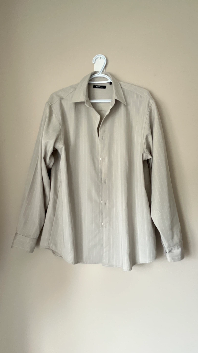 NET men Beige Striped Long Sleeve Shirt - M