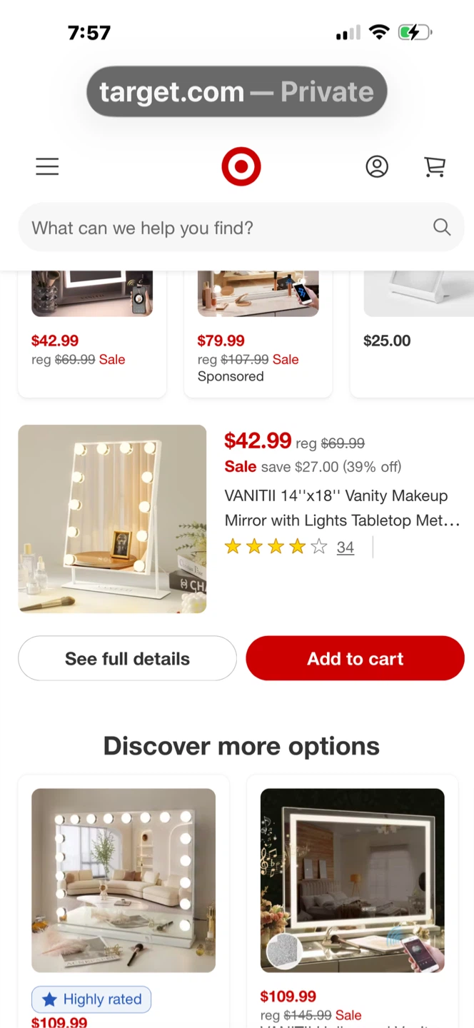 VANITII 14"x18" Vanity Makeup Mirror w/ Lights
