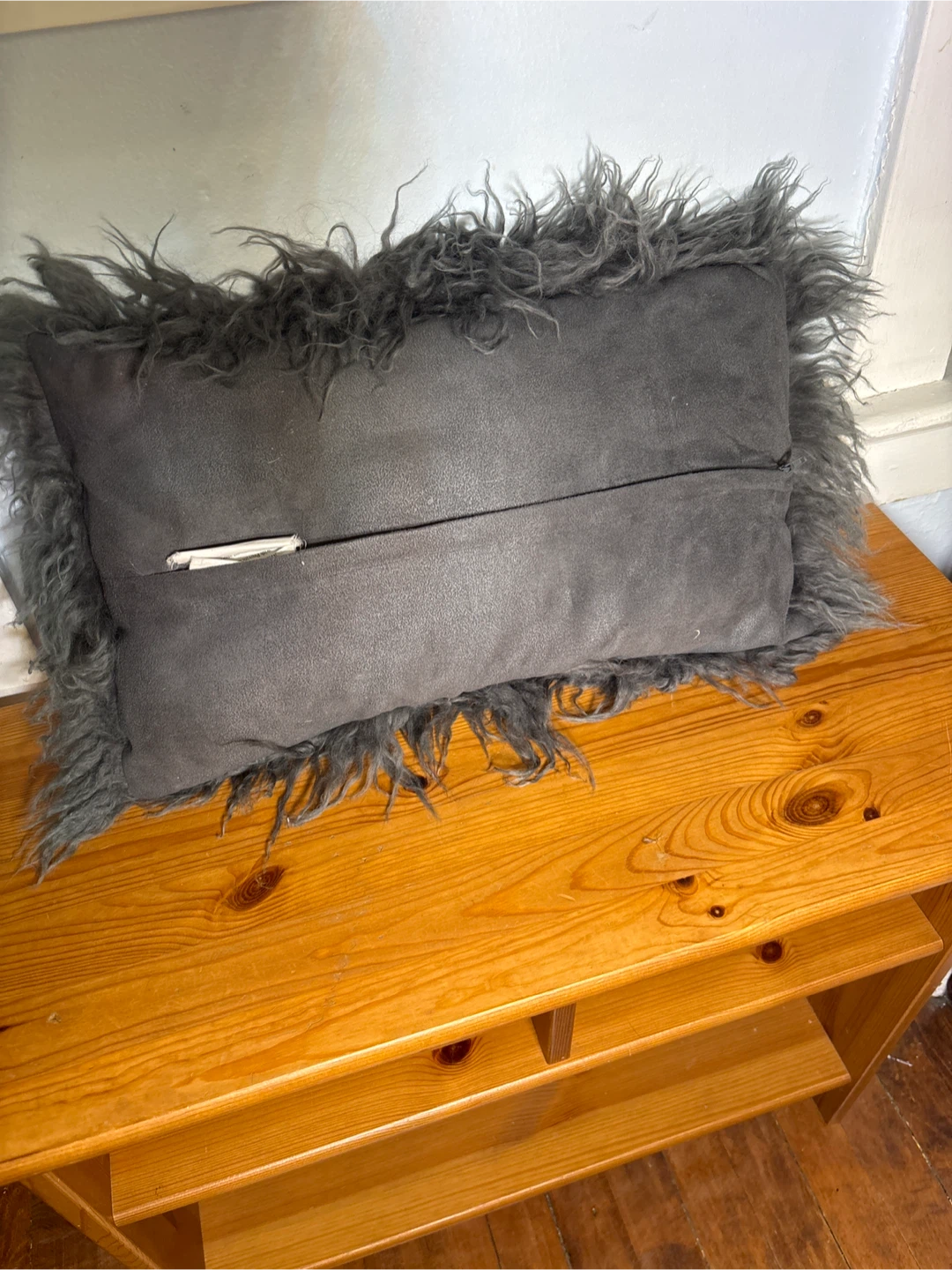 Grey Mongolian Lamb Pillow Cover - photo 2