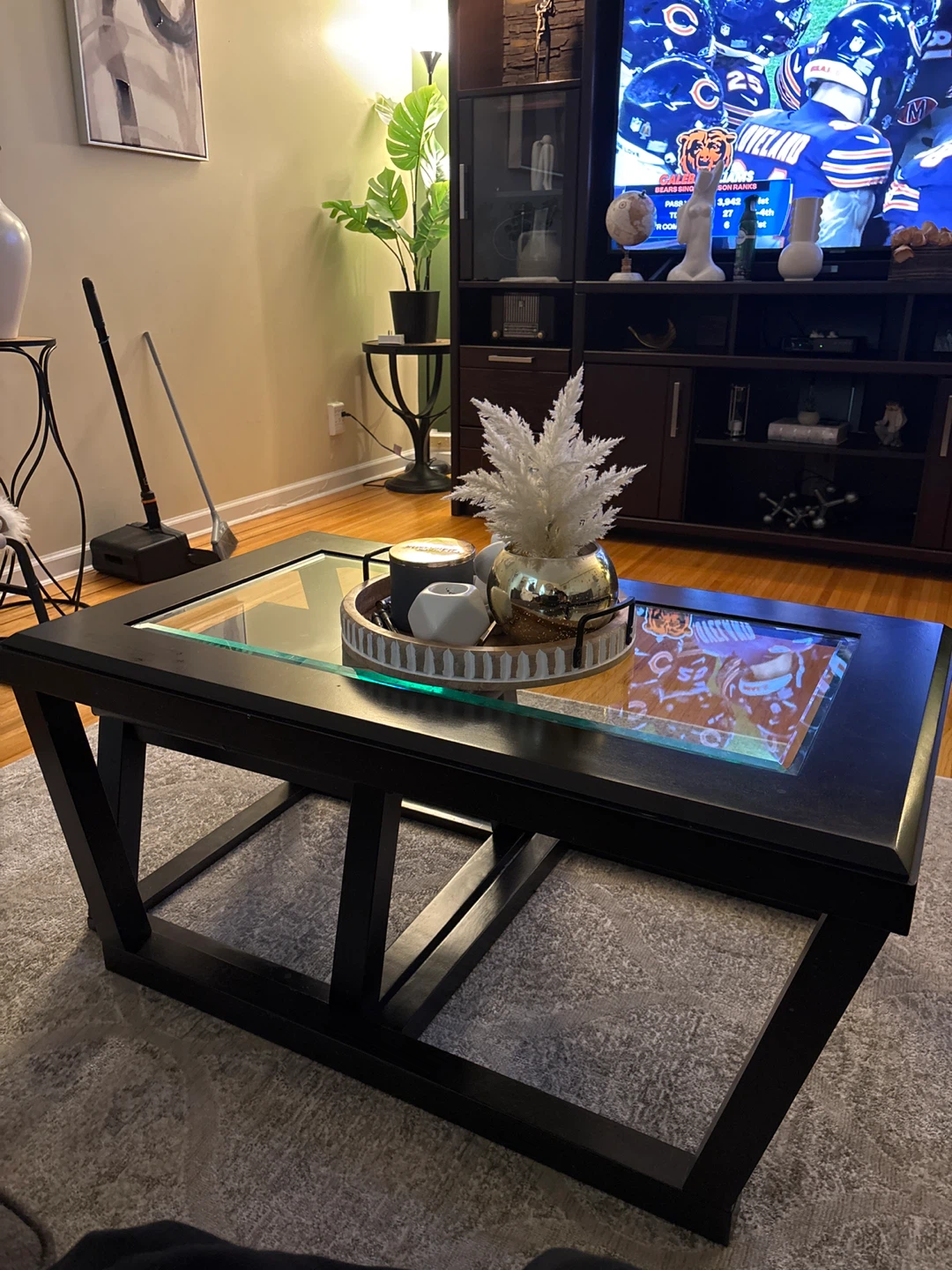Black Glass Top Coffee Table