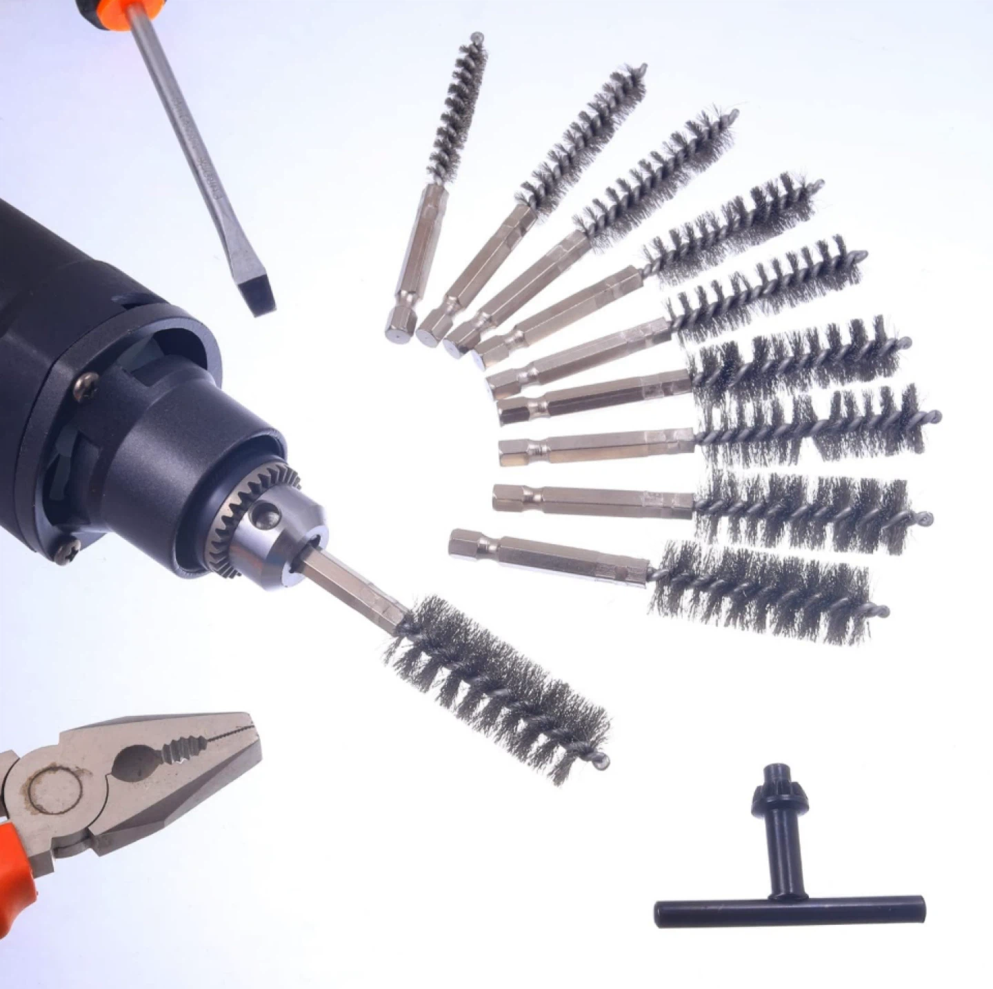 Stainless Steel Bore Brush Set with 1/4" Hex Shank