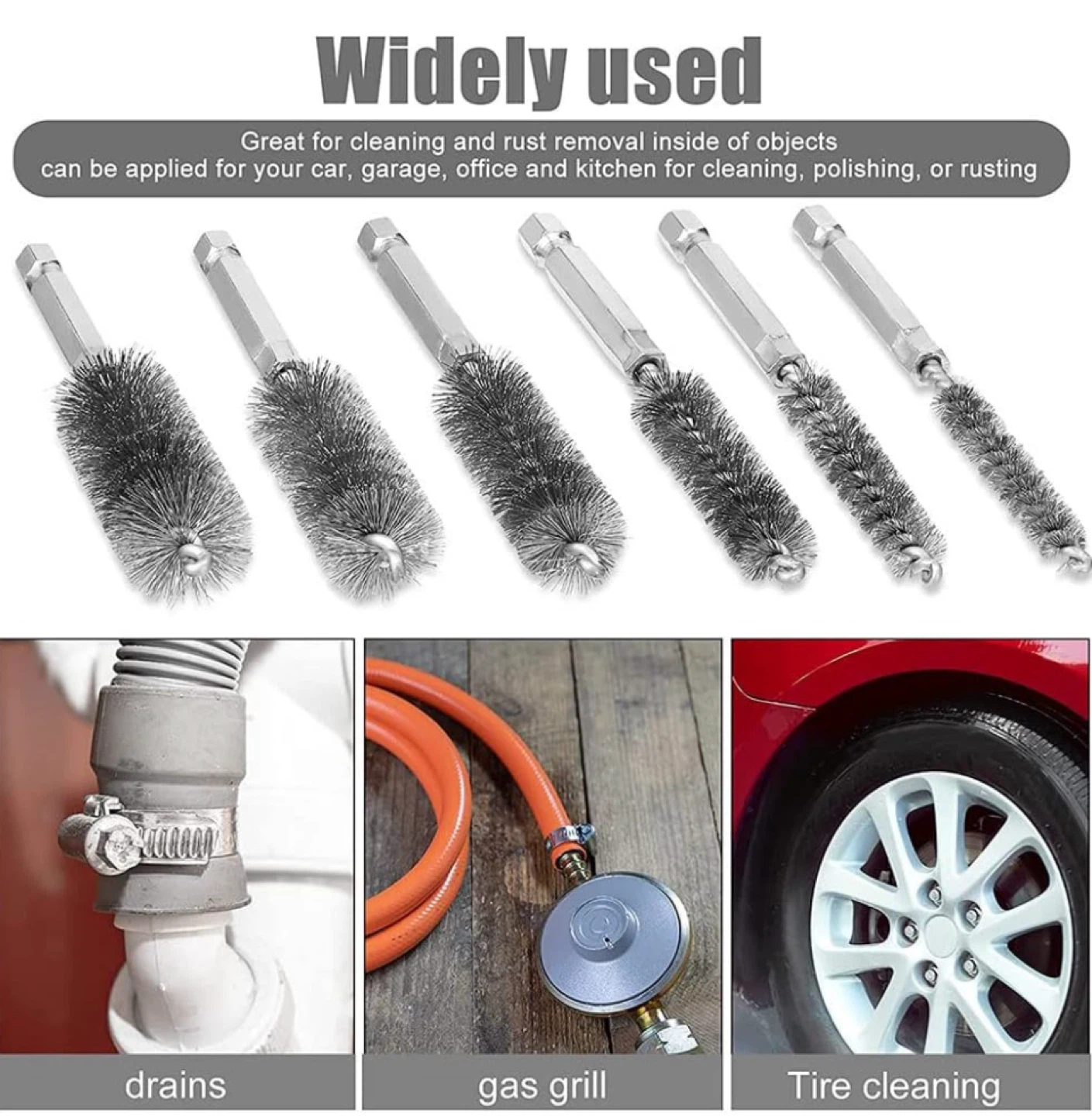 Stainless Steel Bore Brush Set with 1/4" Hex Shank - photo 5