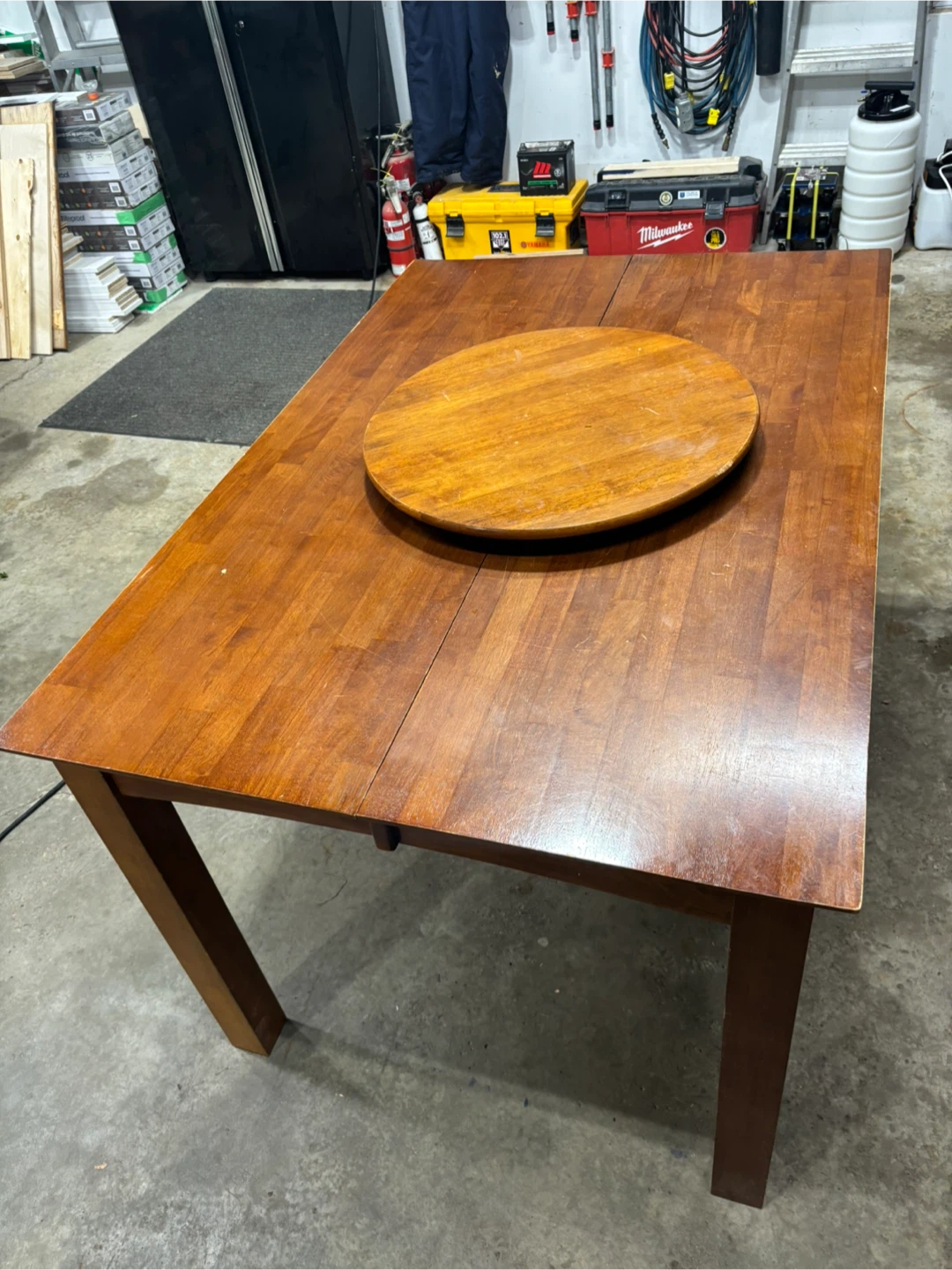 Wooden Dining Table with Lazy Susan