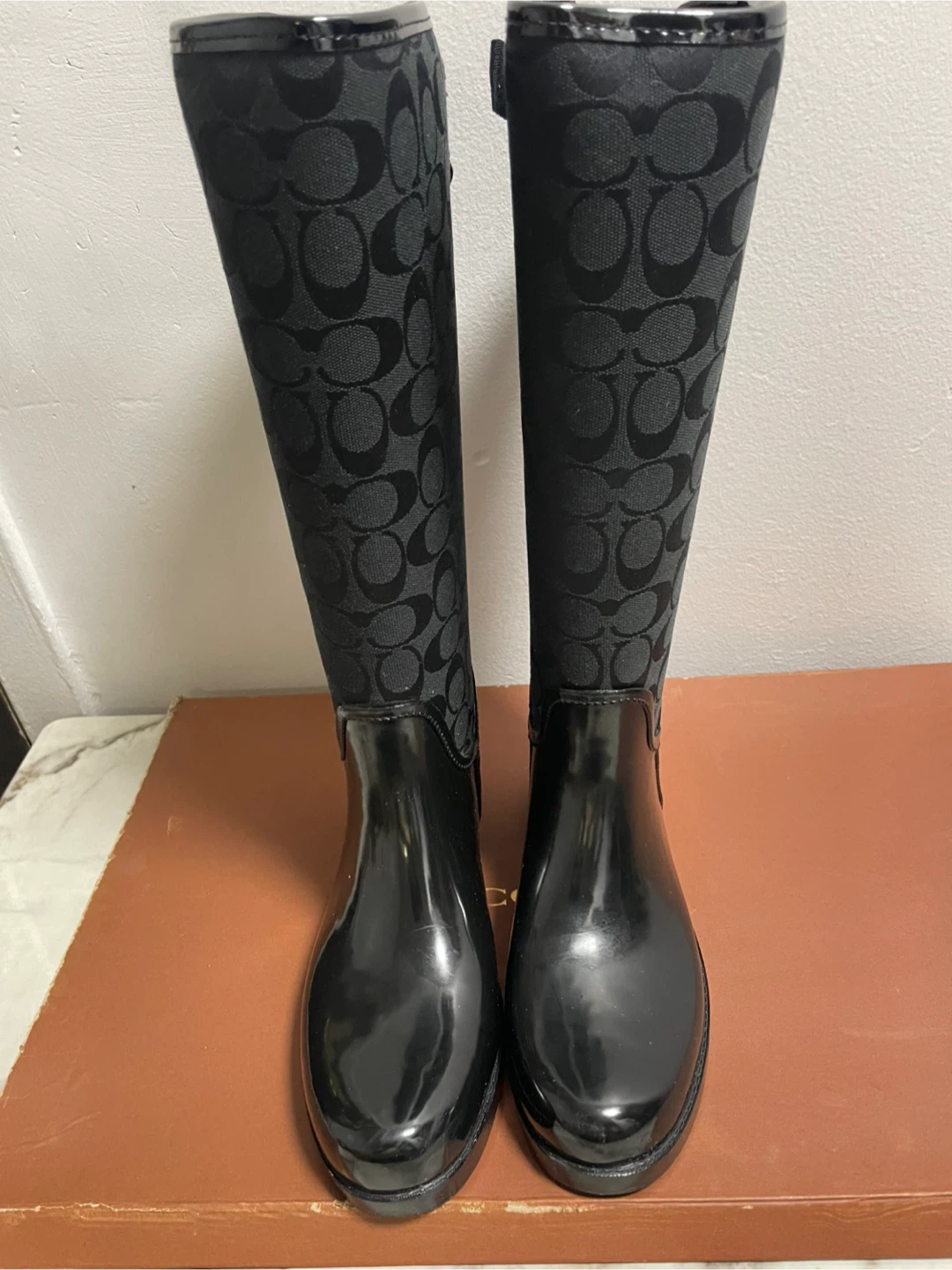 Coach Black Rain Boots Size 9