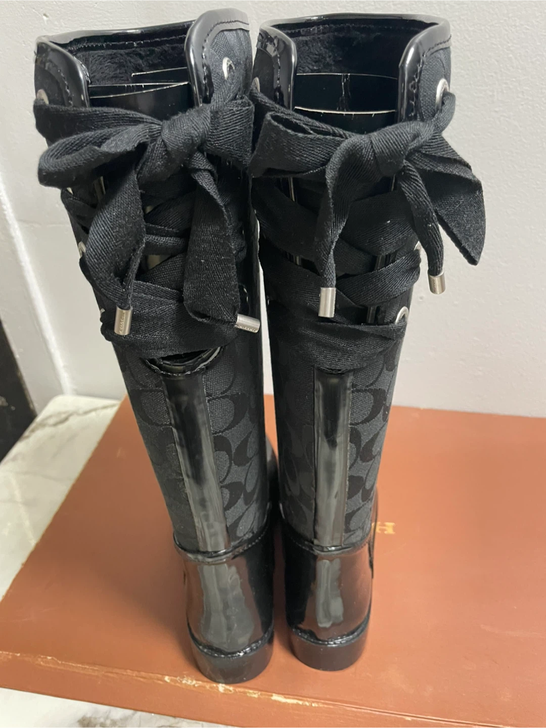 Coach Black Rain Boots Size 9 - photo 3