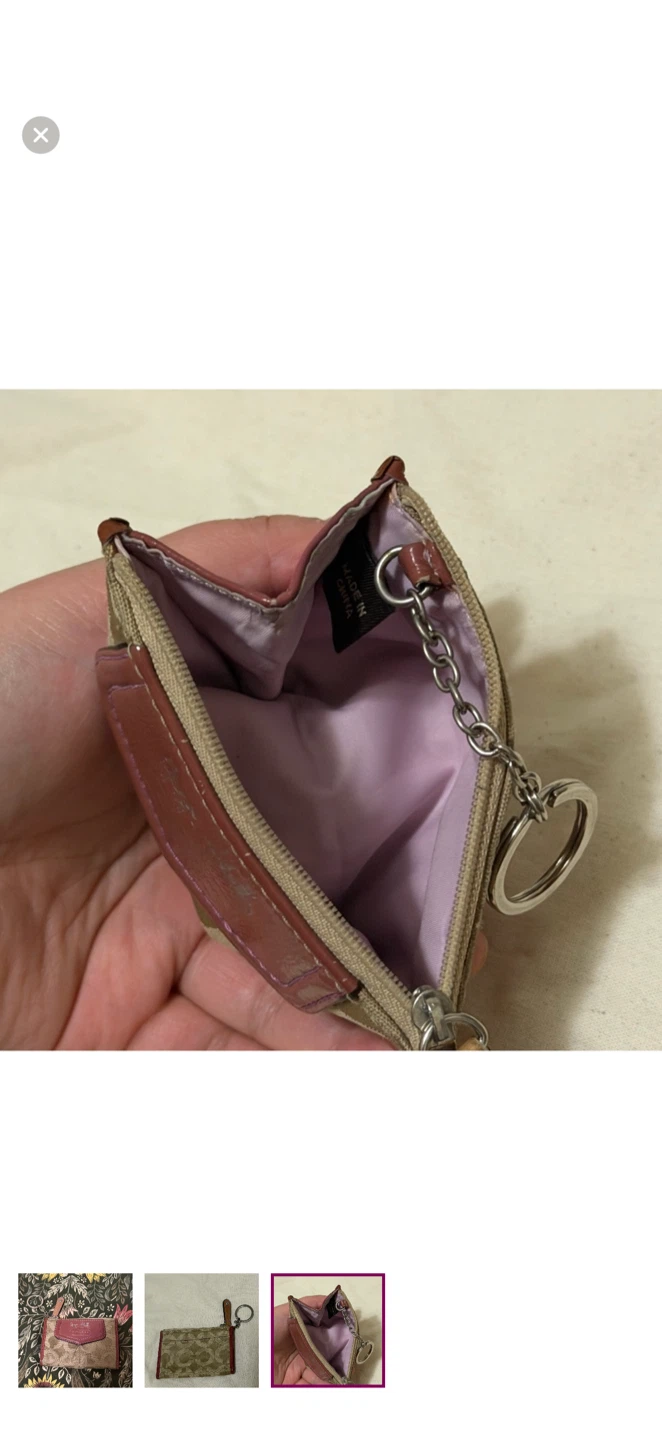 Coach Tan and Pink Card Holder with Keychain - photo 3